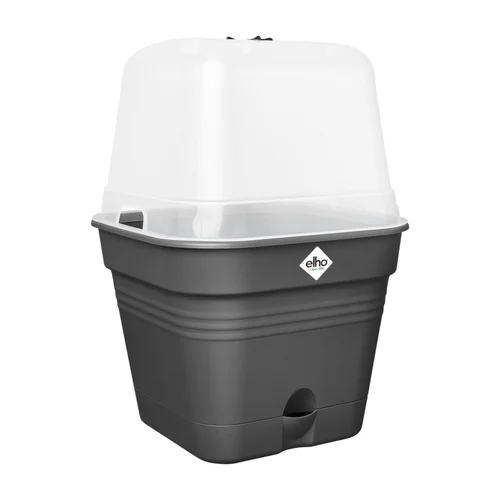 Qualité pour le jardin:Pot de culture carré coloris living noir Elho Green Basics Allin1 - 35 cm