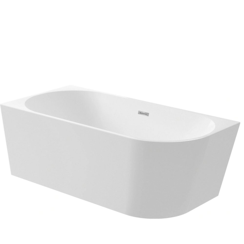 Balneo Baignoire semi – îlot Murale 160 × 80cm gauche | blanc | Acrylique thermoformé 3.5mm | avec pieds réglables | AVOLA
