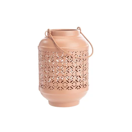 Jardin confort plus:Lanterne en métal émaillé beige décor frises - Ø 10 x H 14 cm