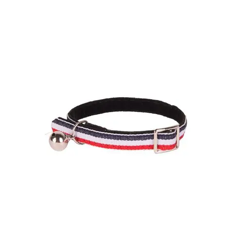 Style nature:Collier pour chat en velours coloris bleu, blanc, rouge style rayure Wouapy - Taille unique