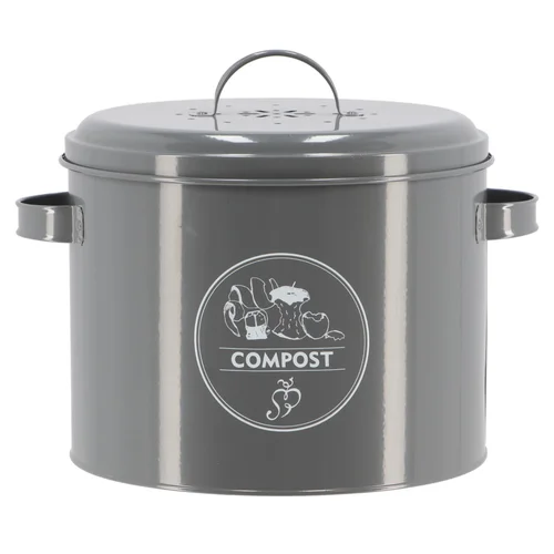 Une sélection pensée pour le jardin:Composteur en acier au carbone coloris anthracite - 27 x 23,2 x 21,3 cm