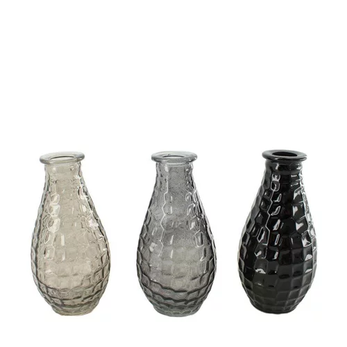 Pratique jardin:Soliflore coloris gris en verre - 8,2 x 8,2 x 13,1 cm