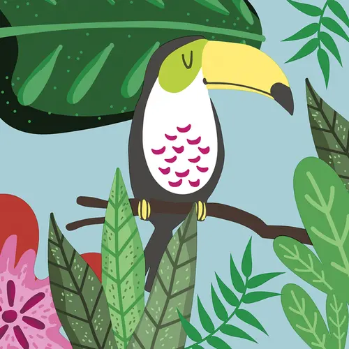 Solution utile:Lot de 20 serviettes 3 plis Jungle bird coloris multicolore - 33 x 33 cm
