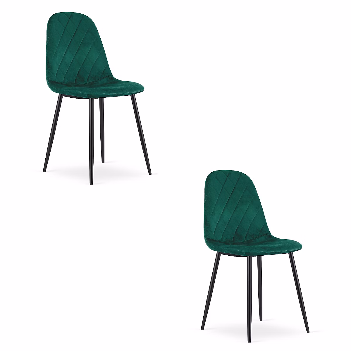 Chaise VALORA DAPI – Design ergonomique moderne en velours vert foncé x 2