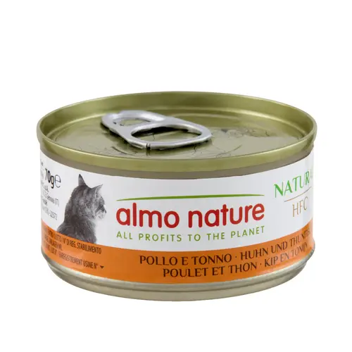 Pour organiser vos extérieurs:Pâtée pour chat HFC Natural au thon et poulet Almo Nature - 70 g