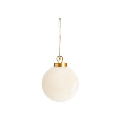 Maison & extérieur:Boule ronde en verre velours beige - Ø 8 cm