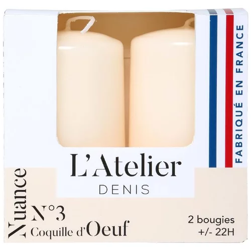 Jardin et loisirs:Bougie cylindrique ivoire L’Atelier de Denis - Le pack de 2