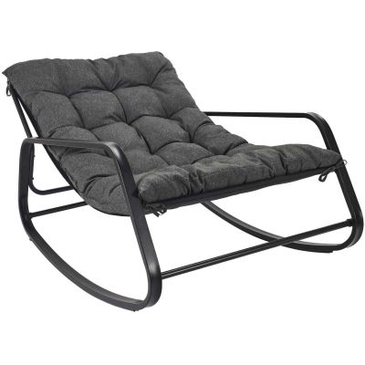 Fauteuil de jardin à bascule en métal Miamii (Gris noir)