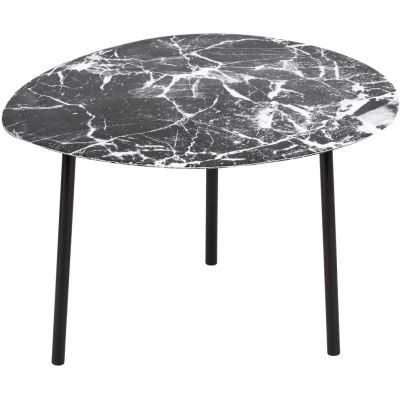 Table basse en métal imitation marbre Ovoid 67 x 60 cm (Noir)