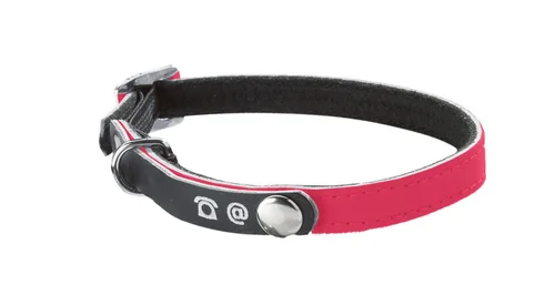 Jardin malin:Collier pour chat en cuir coloris rose Bobby porte-adresse