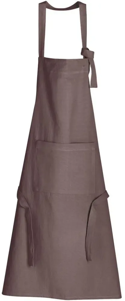 Qualité pour le jardin：Tablier en coton recyclé coloris café Ada - 72 x 85 cm