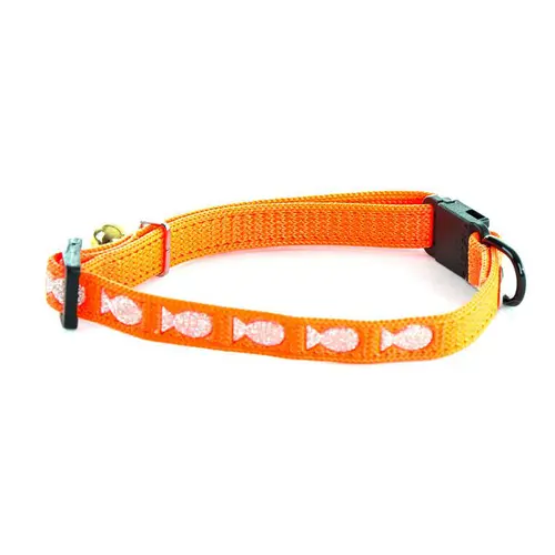 Jardin & idées:Collier Argent pour chat orange motif poissons