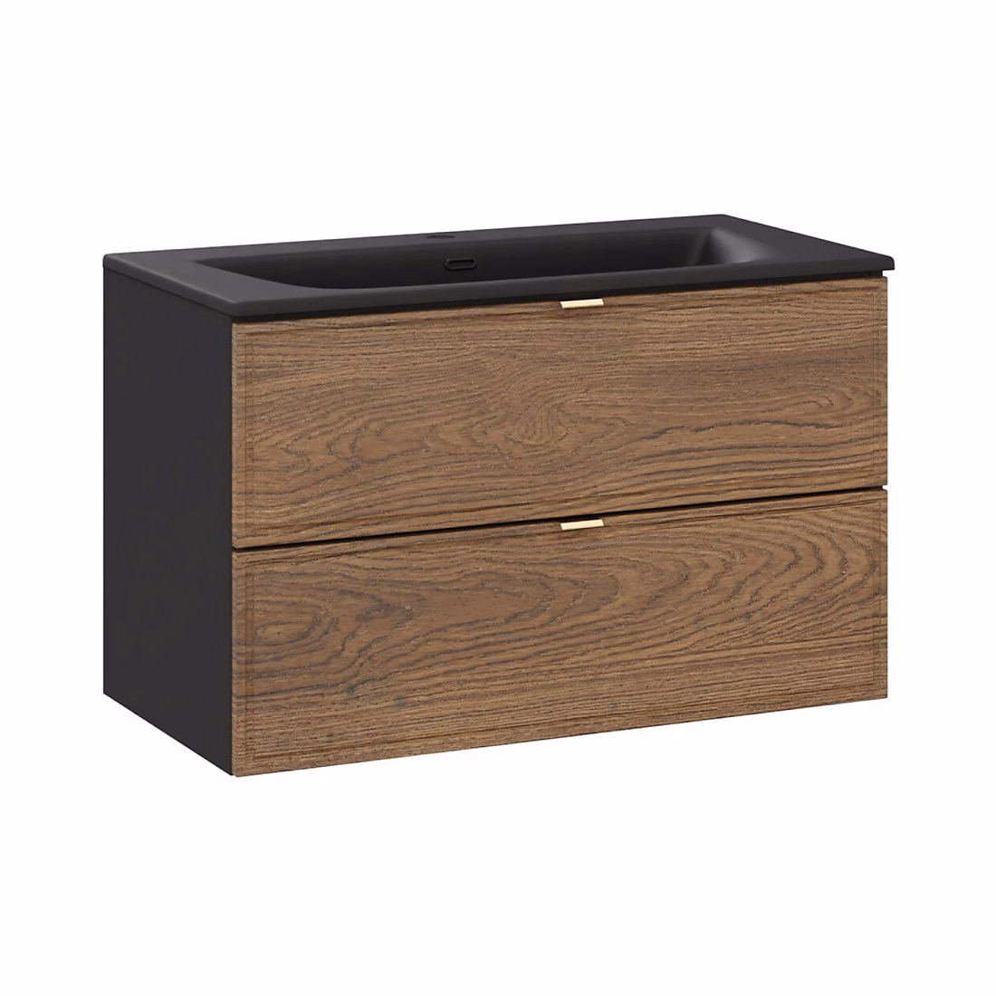 Ensemble de salle de bain SAVIA : meuble sous vasque 80cm et vasque à encastrer noire – Réf. YMRTNSOOE2248978730