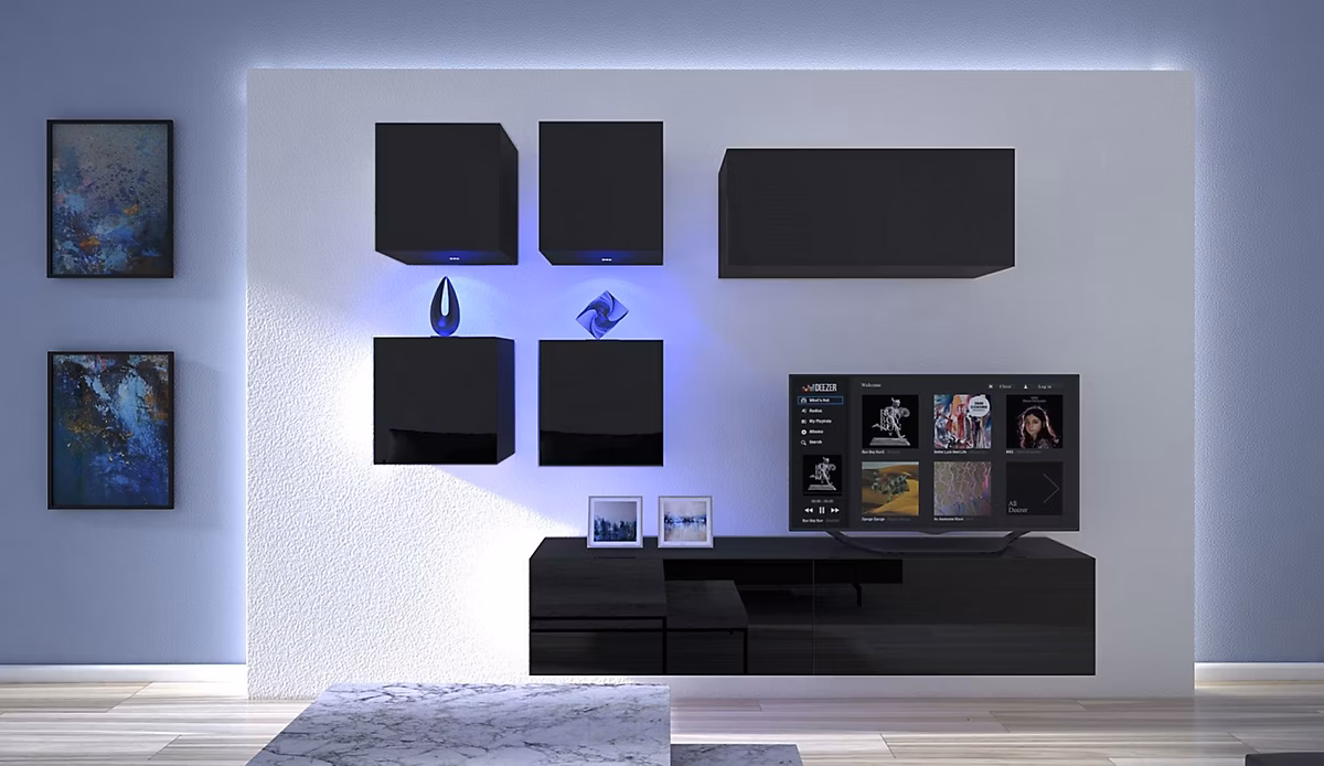 Ensemble meuble TV NEXT 200 AN200-17B-HG20-1B noir brillant 236 cm – Réf. HOHWAGKVG1776298231