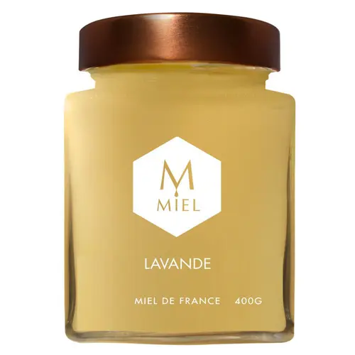 Pour profiter pleinement du jardin:Miel de lavande dans un pot en verre Hexagone - 400 g