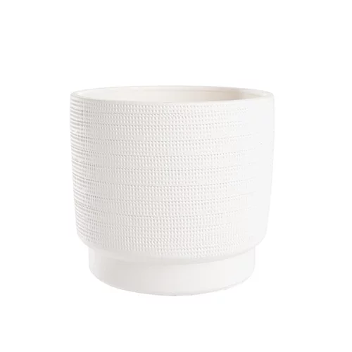 Pour la maison et le jardin:Cache-pot coloris blanc Madeira - 20 x 18 cm