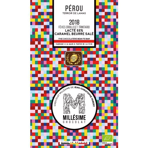 Pour vos espaces:Tablette de chocolat du Pérou au lait et caramel beurre salé 75 g