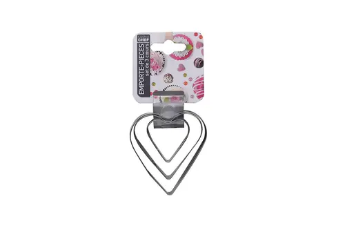 Facile jardin:Ensemble de 3 emporte-pièces forme cœur en inox argent - les 3 pièces