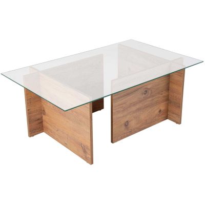 Table basse en verre et aggloméré Vetrino (Pin)