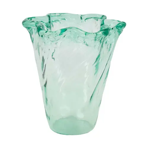 Maison et jardin：Vase en verre recyclé transparent petit modèle - Ø 17 x H 20 cm