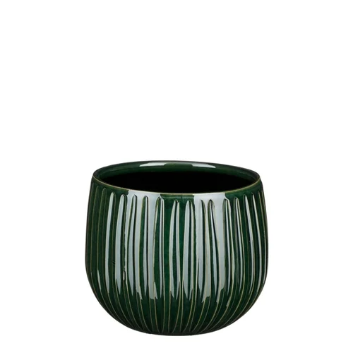 Pour vos projets:Pot rond Edelman Hollande cannelé vert foncé Pablo – Ø 16 x H 14 cm