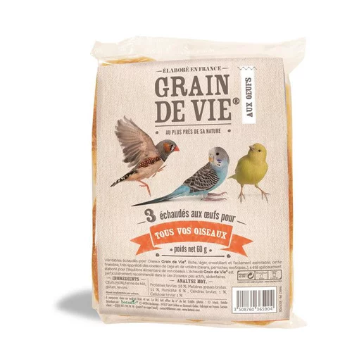 Pour vos jardins：3 échaudés pour oiseaux aux oeufs Grain de Vie - 60 g