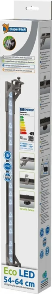 Pour la maison et l’extérieur:Rampe LED éco pour aquarium, SUPERFISH, modèle Eco - 54-64 cm