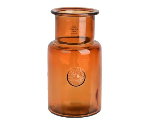 Pratique au jardin:Vase bouteille en verre transparent orange - Ø 14 x H 28 cm