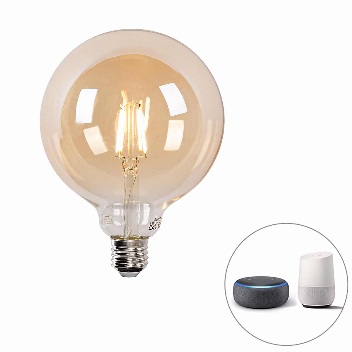 Ampoule LED intelligente E27 G125 dorée 4 – 9W 470lm 1800 | 4000K