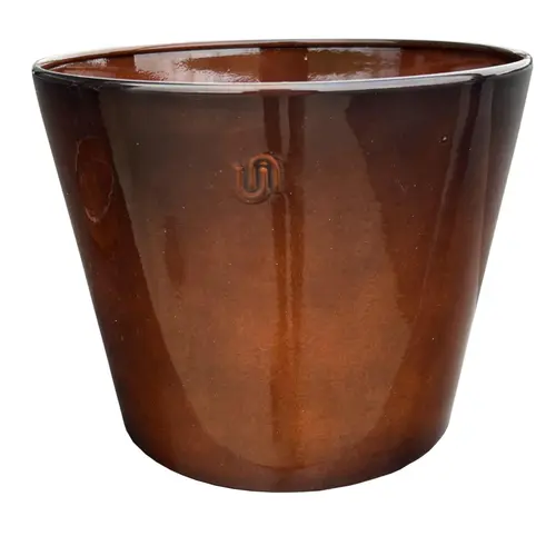 Utile jardin:Pot évasé coloris marron en métal recyclé - 27 x 27 x 22 cm