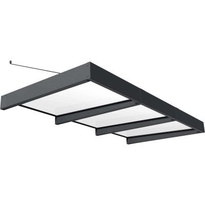 Marquise de porte en aluminium gris et polycarbonate opale blanc Sophia (290 x 140 cm)