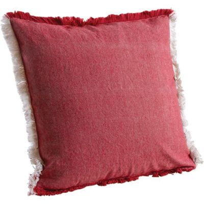 Coussin en coton avec franges (Rouge)