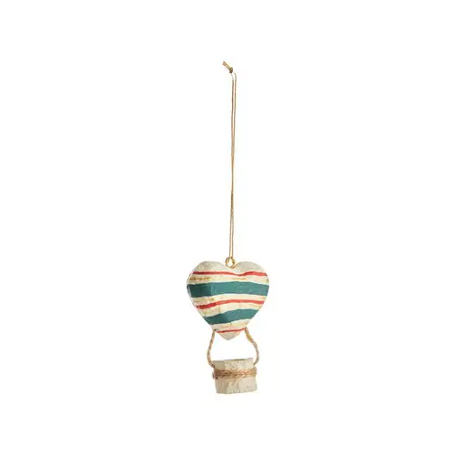 Pour votre confort en extérieur：Décoration à suspendre en coton mâché montgolfière en forme de cœur multicolore - 7,5 x 5 x 2,5 cm