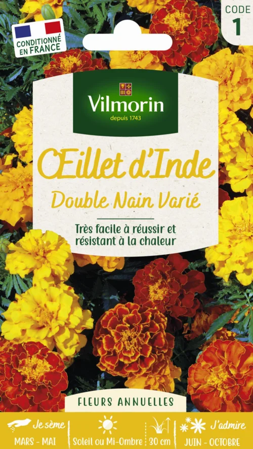 Jardin & extérieur:Œillet d'Inde Double nain varié Vilmorin - graines à semer