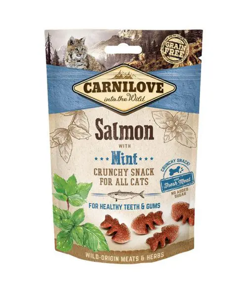 Idée jardin:Friandise pour chat snack croquant au saumon Carnilove - 50 g
