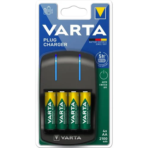 Essentiel au jardin:Chargeur de piles Varta + 4 piles AA