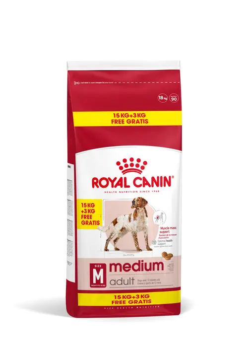 Idéal pour l’extérieur:Croquettes pour chien Royal Canin Medium Adult - 18 kg