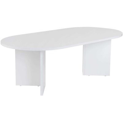 Table basse ovale en aggloméré Sable (Blanc)