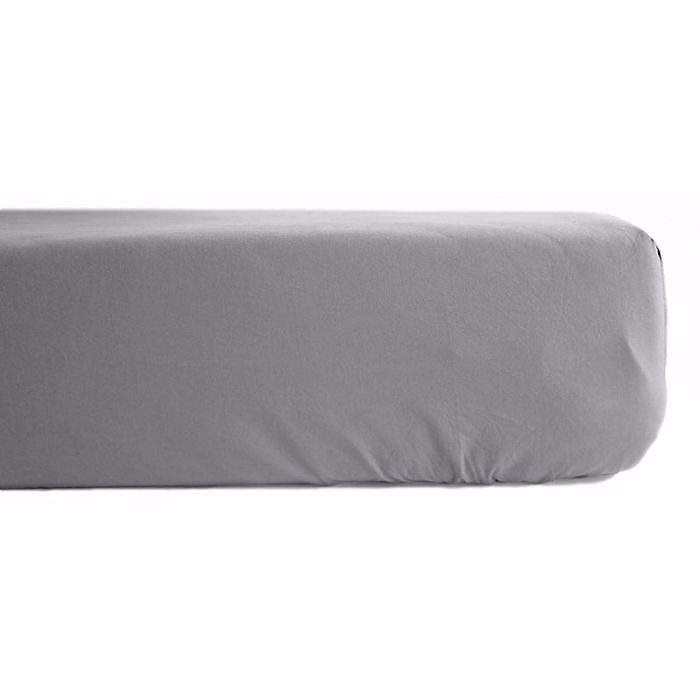Drap housse percale pur coton peigné longues fibres 80 fils/cm² avec bonnet de 35 cm Vent du sud – 160x200, Acier