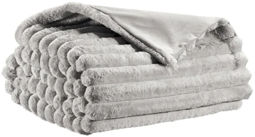 Extérieur adapté:Plaid Alice coloris gris en coton - 130 x 160 cm