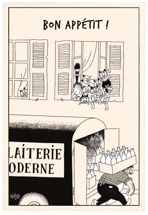 Jardin et déco：Torchon beige en coton Dubout Bon Appétit - 48 x 72 cm