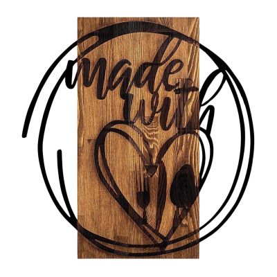 Décoration murale en bois et métal Citation (Made With Love)