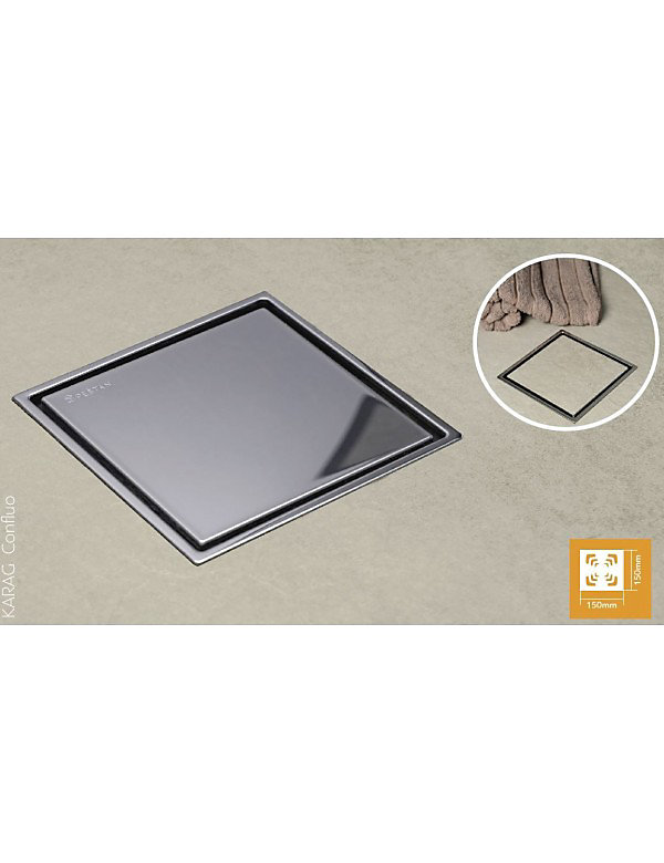 Drain de douche carré en acier inoxydable CONFLUO PLATE 15 × 15 cm