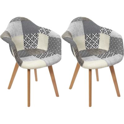 Fauteuil scandinave Patchwork (Lot de 2) (Gris)