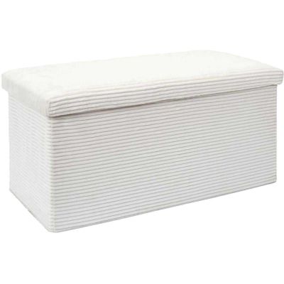 Coffre banc pliable en velours côtelé Scott (Beige)