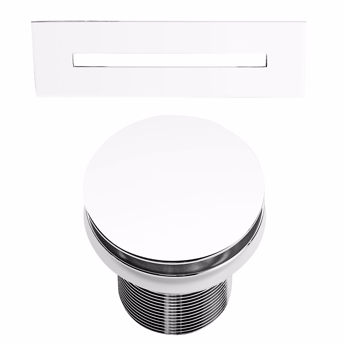 Bonde et cache trop-plein blanc pour baignoire îlot design – Réf. KXWHMHPAN4896650894