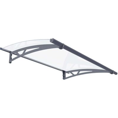 Marquise de porte en aluminium gris et polycarbonate transparent Altair (150.5 x 91.5 cm)