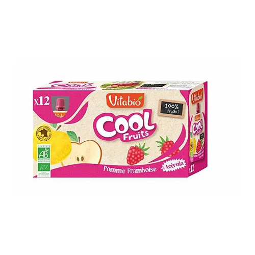 Votre allié à l’extérieur：Gourde de fruits Cool bio pomme framboise 12 x 90 g