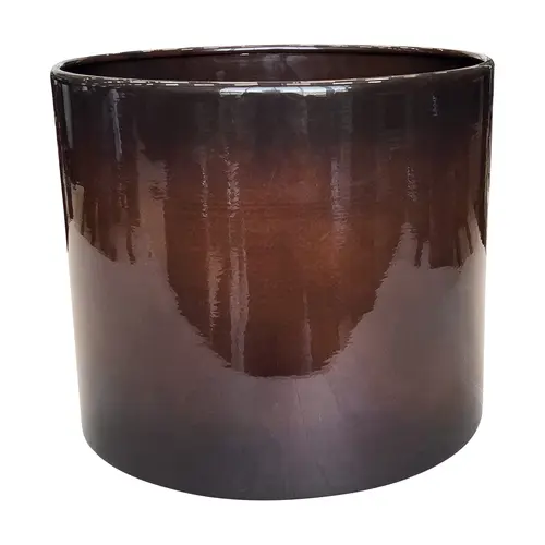 Pratique dehors:Pot cylindrique en métal recyclé coloris brun flambé Upcycle Cylindre XXL - Ø 50 x H 42 cm