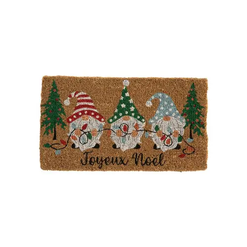 Pour la vie au jardin：Paillasson en fibre de coco motif Gnomes Joyeux Noël - 72 x 40 cm